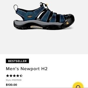 KEEN SHOES | Keen Newport H2 Navy/ Medium Gray Washable Sandals | size 6